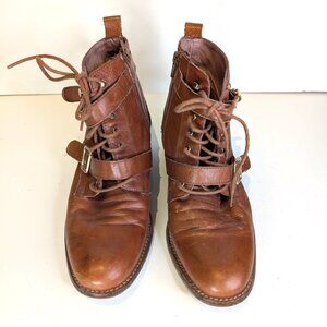 London Leather Lace Buckle and zip Leather shoes Size 40